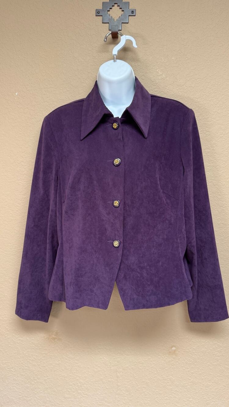 Dress Barn Purple Micro Suede Vintage Blazer/Jacket size Medium